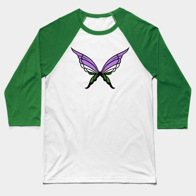 Gender Queer Butterfly Baseball T-Shirt by Kaztiel